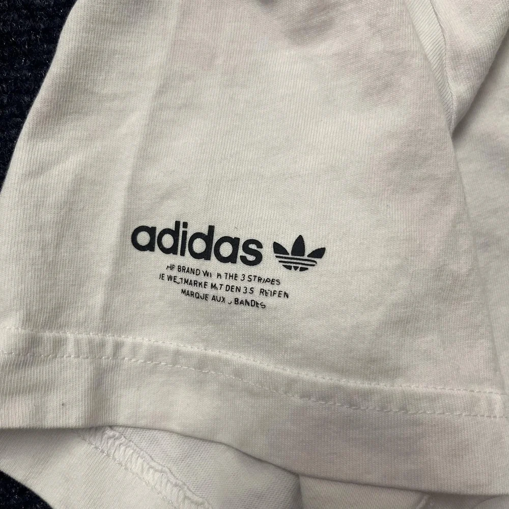 Adidas Originals Shirt Mens‎ Large White 3 Stripe Back Print Graphic Tee T-Shirt